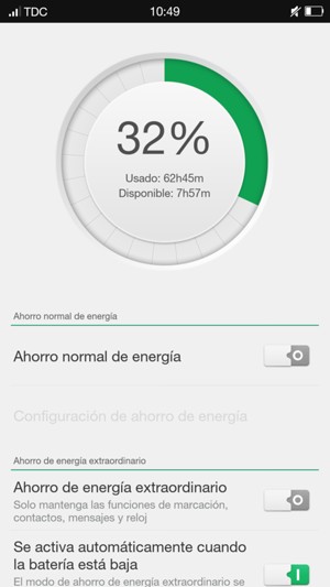 Para habilitar Ahorro de energía extraordinario, vuelva al menú Gestión de energía
