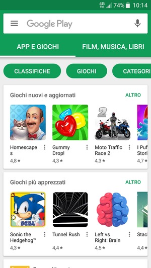 Seleziona la barra di ricerca