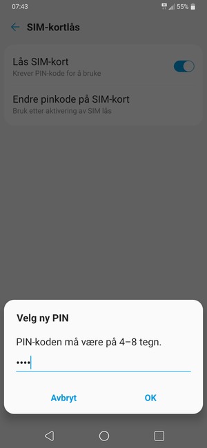 Skriv inn Ny PIN-kode og velg OK
