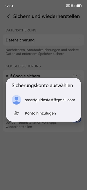 Wählen Sie Ihr Konto für Backup