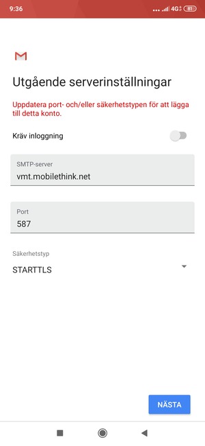 Välj Säkerhetstyp