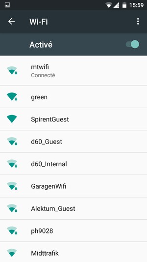 Vous êtes maintenant connecté au réseau Wi-Fi