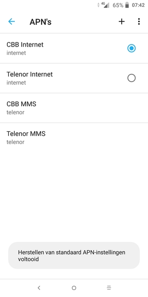 Uw telefoon wordt teruggezet naar standaard internet- en mms-instellingen