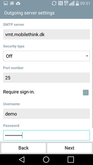 Enter Outgoing server address