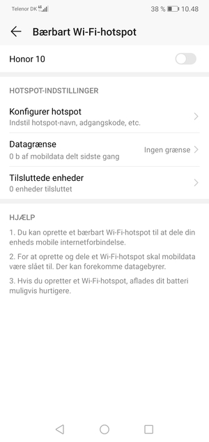 Vælg Konfigurer hotspot