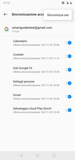 Seleziona Sincronizza ora