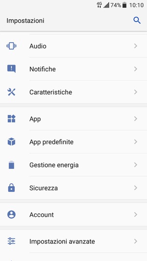Scorri e seleziona Sicurezza