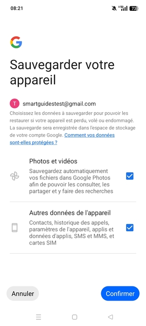 Sélectionnez votre options préférées et sélectionnez Confirmer