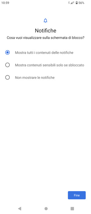 Seleziona la tua opzione preferita e poi Fine