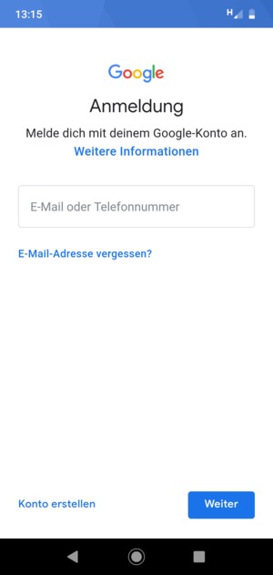 Geben Sie Ihre Gmail Adresse ein und wählen Sie Weiter