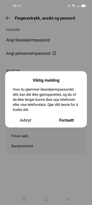 Velg Fortsett