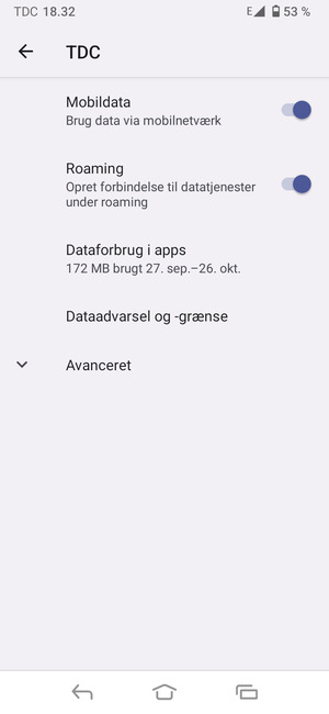 Slå Roaming til eller fra