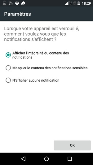 Sélectionnez votre option préférée et sélectionnez OK
