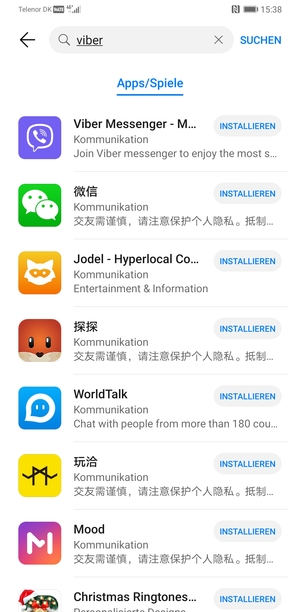 Wählen Sie die App