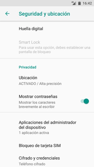 Desplácese y seleccione Ubicación