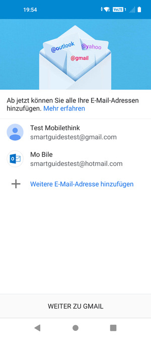 Wählen Sie WEITER ZU GMAIL