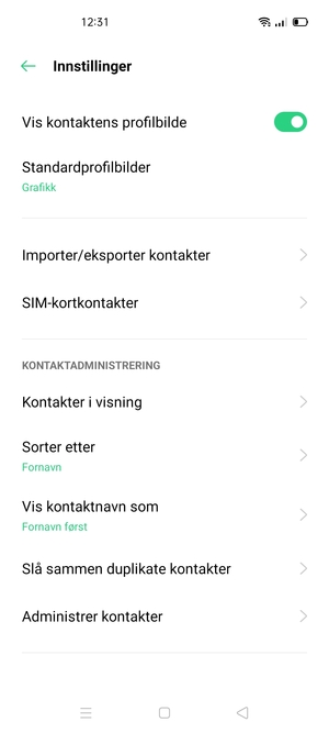 Velg SIM-kortkontakter