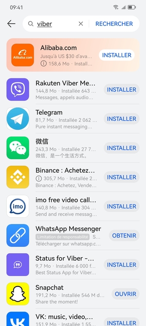 Sélectionnez l'appli
