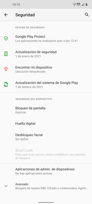 Para activar el bloqueo de pantalla, seleccione Bloqueo de pantalla