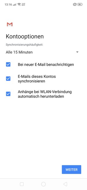 Wählen Sie WEITER