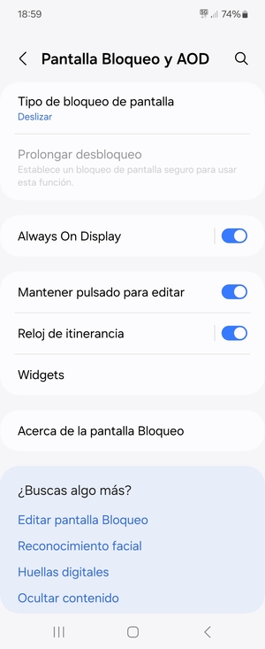 Seleccione Tipo de bloqueo de pantalla