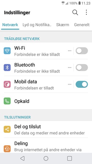 Vælg Netværk og Deling