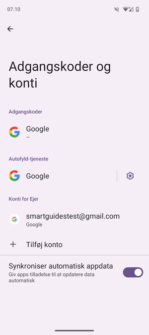 Vælg din Google konto