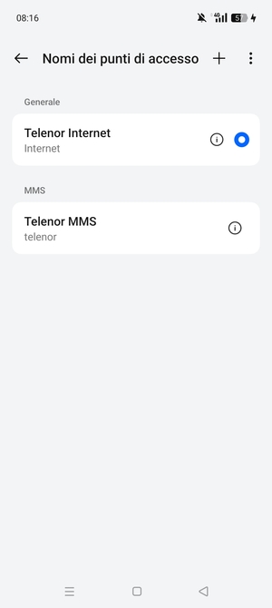 Seleziona il tasto Menu