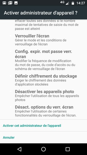 Faites défiler vers le bas et sélectionnez Activer cet administrateur de l'appareil