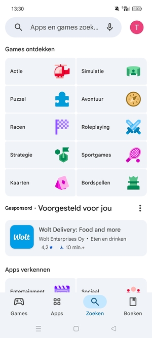 Selecteer de zoekbalk