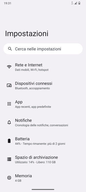 Seleziona Rete e Internet