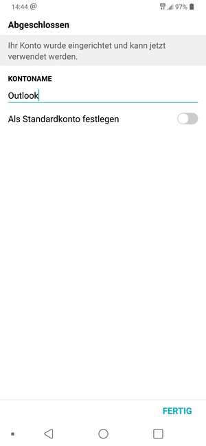 Geben Sie Ihrem Konto einen Namen und wählen Sie FERTIG