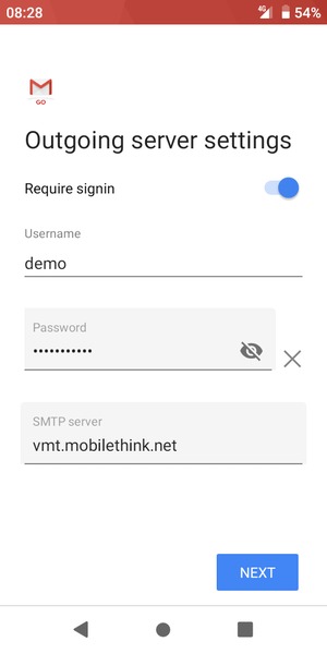 Enter Outgoing server address