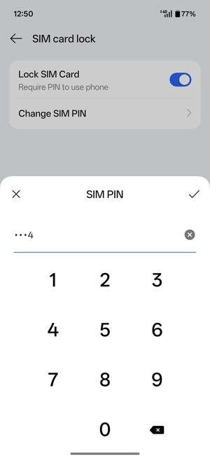 Enter your Current SIM PIN and select OK