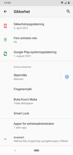 For å bytte PIN-koden til SIM-kortet, bla til og velg Avansert