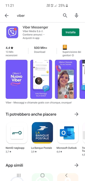 Seleziona l'applicazione