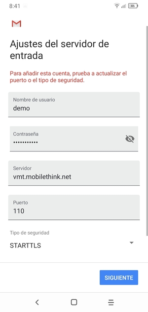Desplácese y seleccione Tipo de seguridad