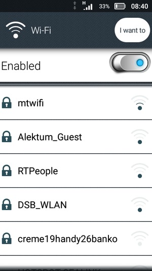 Select the wireless network you want to connect to