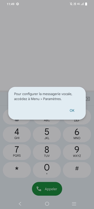 Si votre messagerie vocale n'est pas configurée, sélectionnez OK