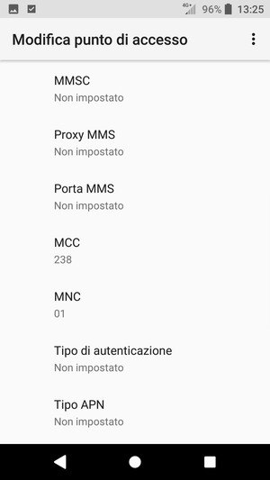 Scorri verso il basso e inserisci le informazioni di internet