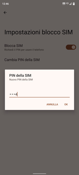Inserisci Nuovo PIN della SIM e seleziona OK