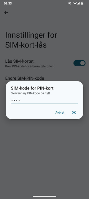 Bekreft din nye PIN-kode og velg OK