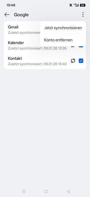 Wählen Sie Jetzt synchronisieren