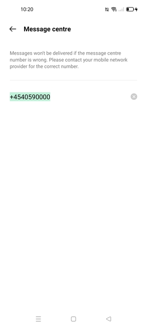 Enter the Message centre number
