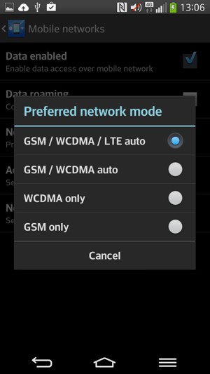 Select GSM only to enable 2G