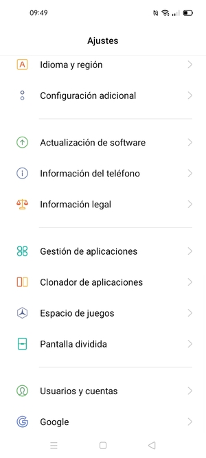 Desplácese y seleccione Actualización de software
