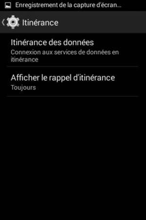 Sélectionnez Itinérance des données