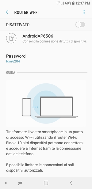 Seleziona il tasto Menu