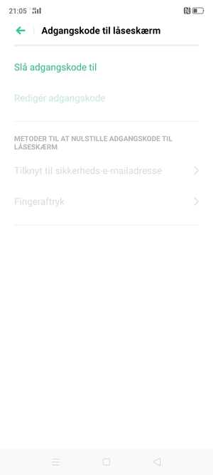 Vælg Slå adgangskode til