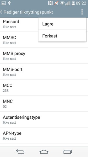 Velg menyknappen og velg Lagre